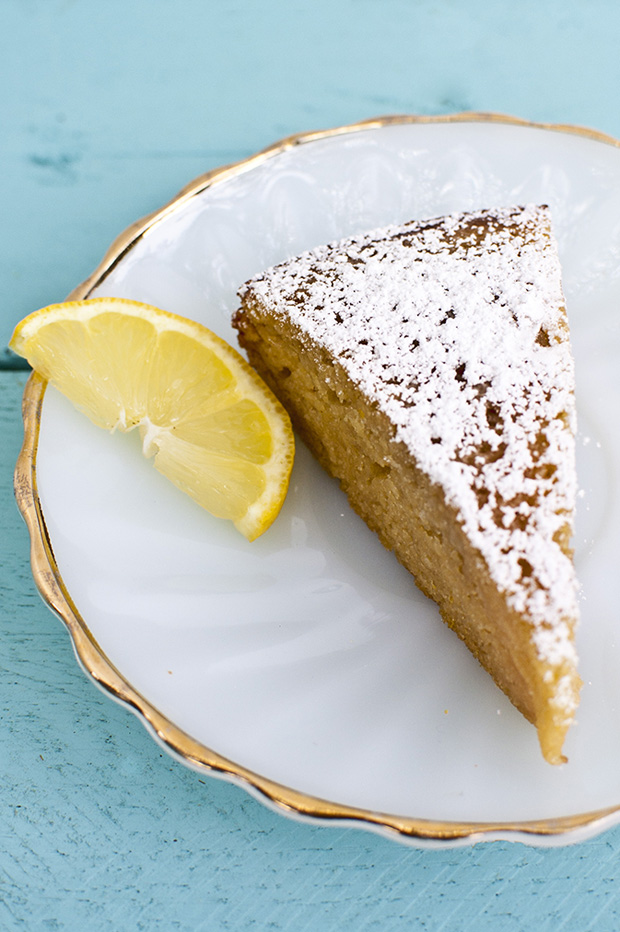 Lemon Almond Yogurt Cake with Rhubarb Compote (Gluten-Free)