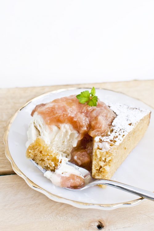 Lemon Almond Cake with Rhubarb Compote (Gluten-Free)