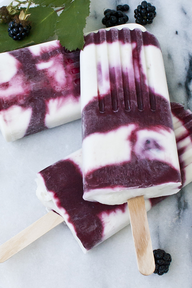 Combine blackberries and coconut milk to make these delicious popsicles.