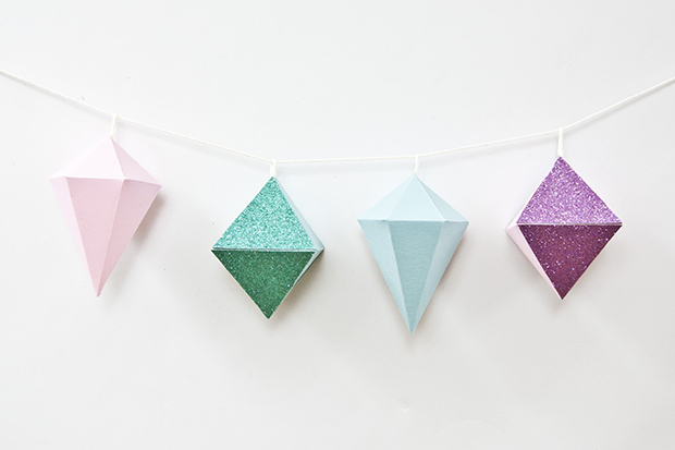 Learn how to make geometric paper ornaments, template included