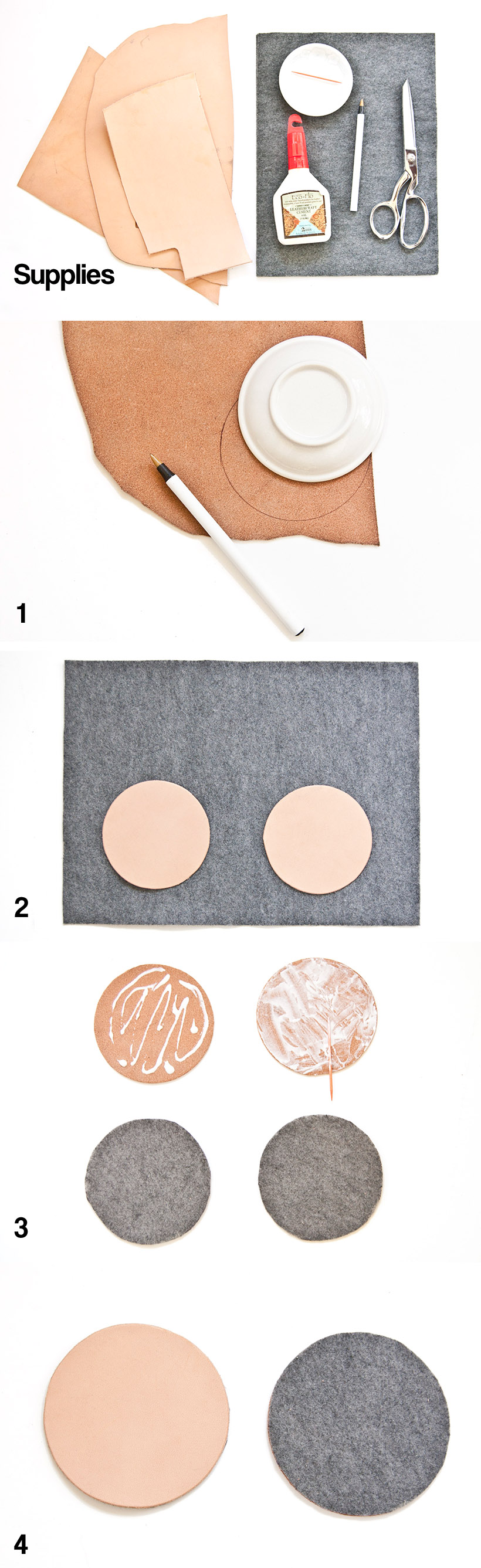 Make reversible leather and felt coasters #DIY #GiftIdea