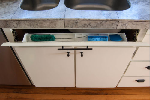 kitchen sink tip-out tray