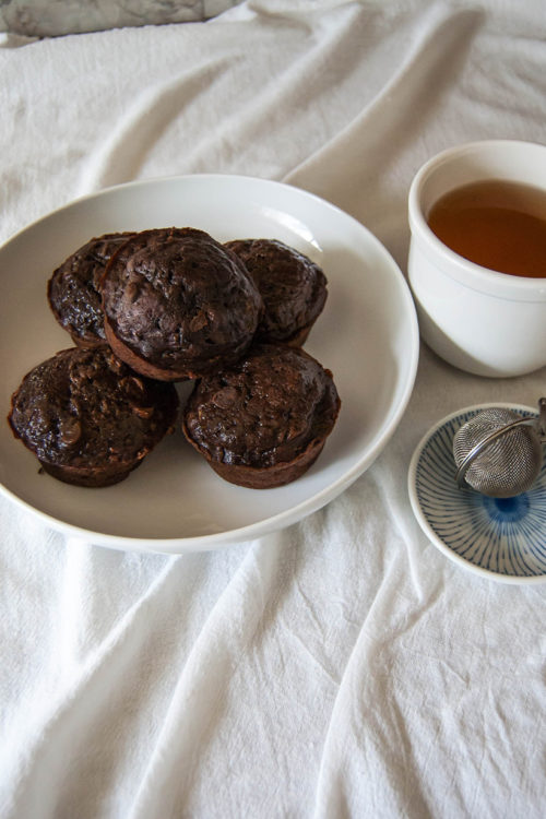 Got too much zucchini? These double-chocolate zucchini muffins are a delicious way to use it up