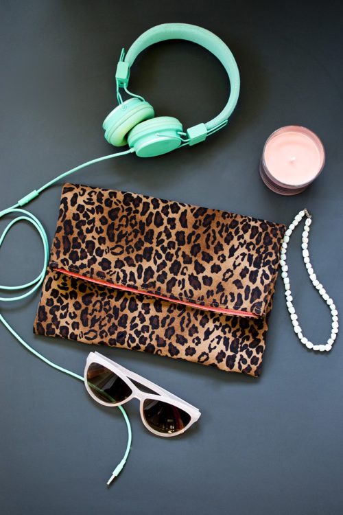 DIY leopard fold-over clutch purse
