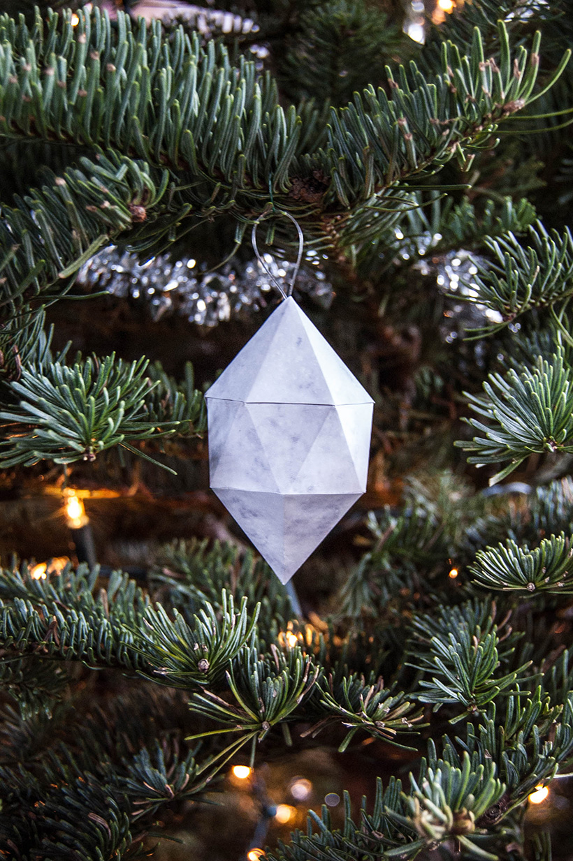 Learn how to make geometric marble gem ornaments for your tree