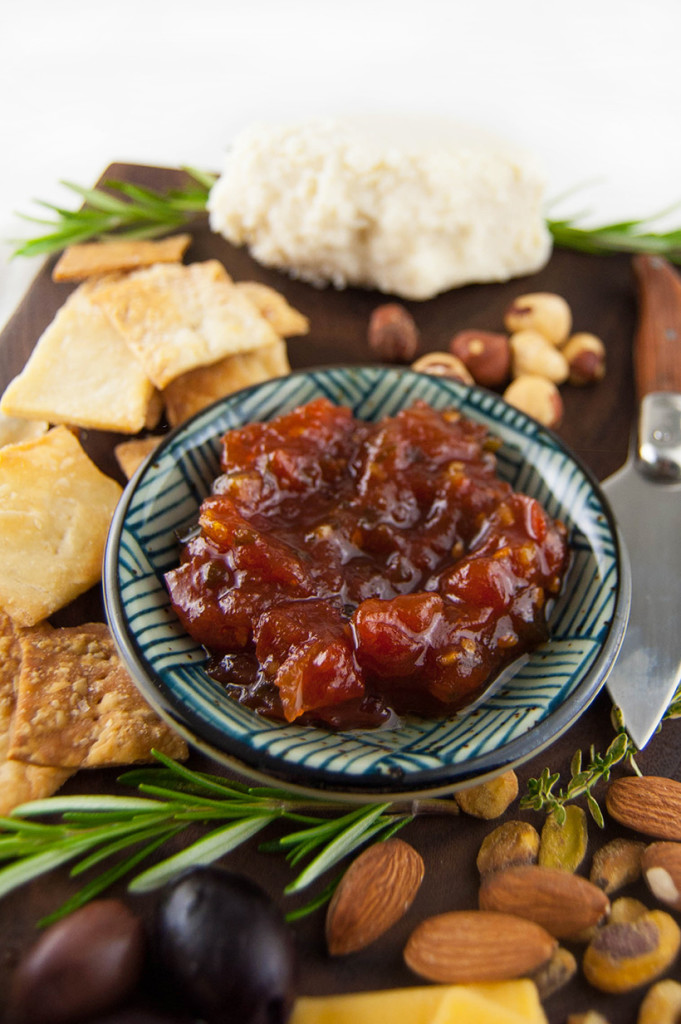 Tomato jam is a delicious spread that makes a great addition to a summer cheese board. 