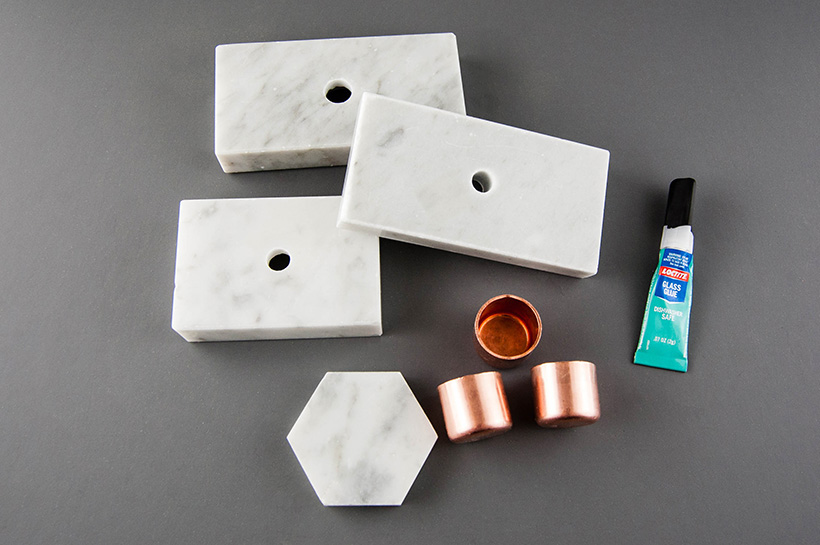 Make easy DIY marble and copper candleholders