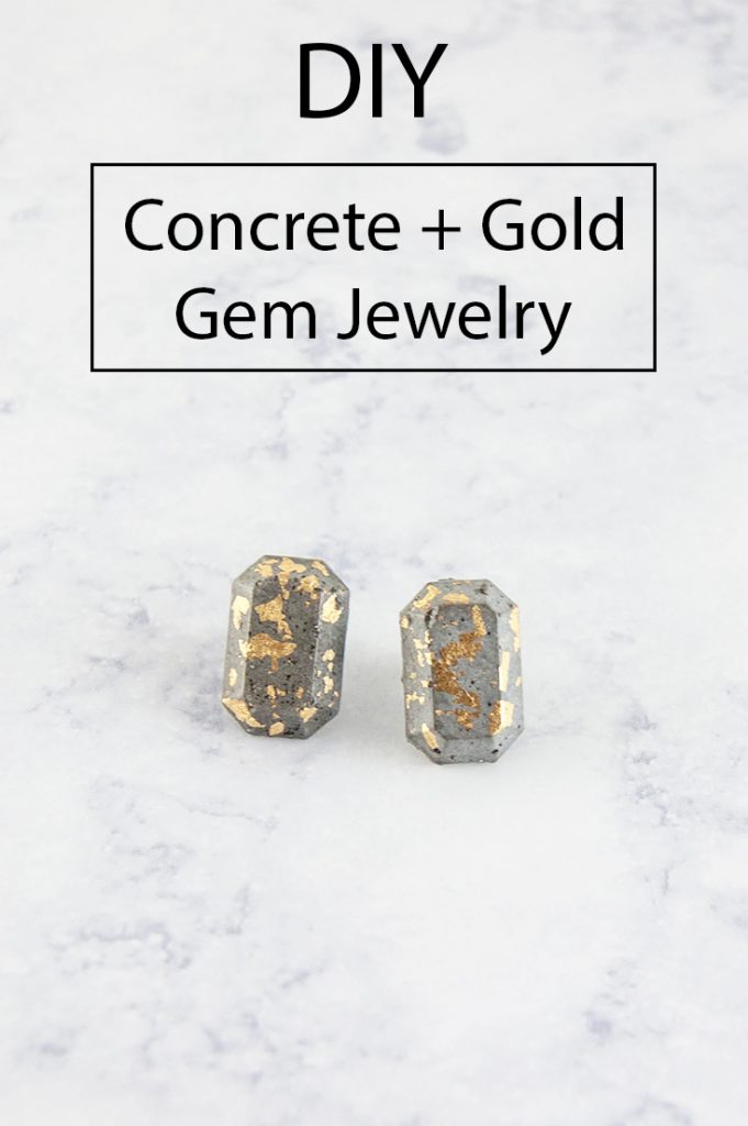 DIY concrete + gold gem jewlery
