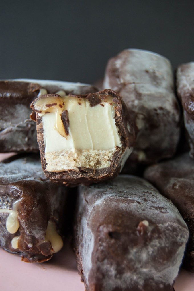 Make these decadent, chocolate-coated salted caramel vegan ice cream bars