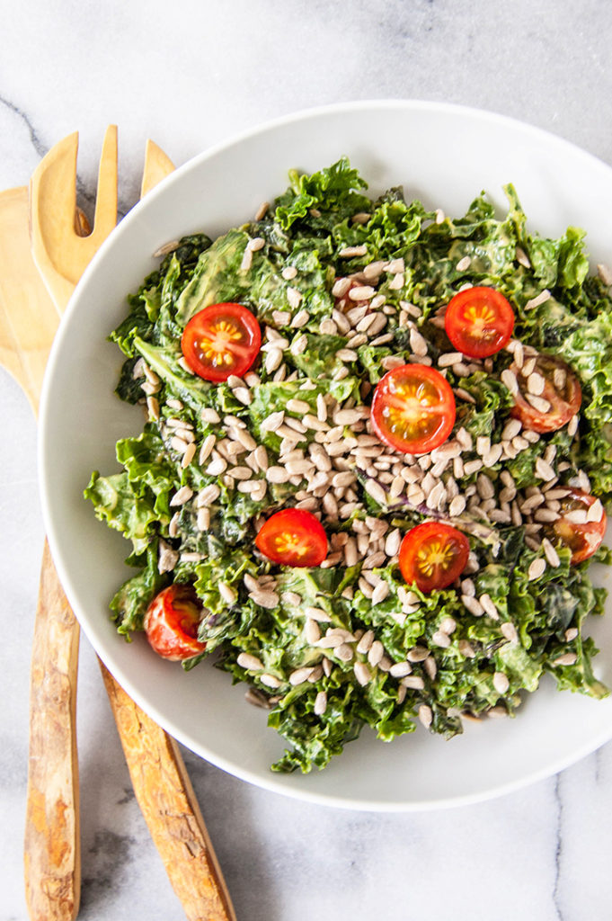 Kale Salad with Avocado Chipotle Dressing