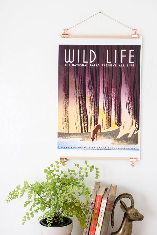 DIY your own inexpensive, simple wooden poster hanger, no power tools required.