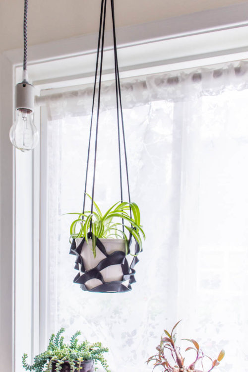 Leather Plant Hanger - Make this easy DIY leather plant hanger with this tutorial and template.
