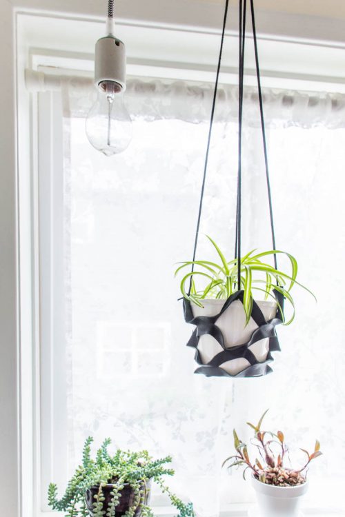 Leather Plant Hanger - Make this easy DIY leather plant hanger with this tutorial and template.