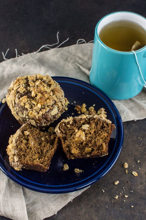 Gingerbread Apple Muffins with Walnut Oat Streusel Topping