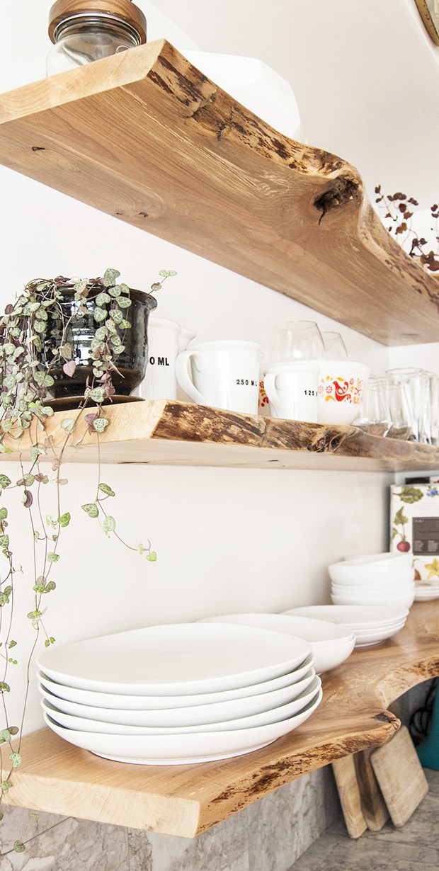 Kitchen Floating LiveEdge Shelves