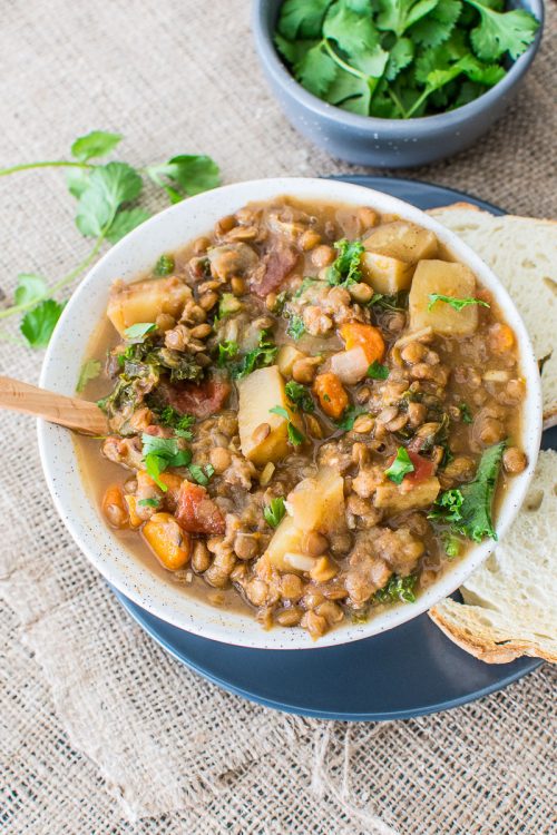 Vegan Slow Cooker Lentil, Kale, and Carrot Curry - Throw everything in a slow cooker, leave it alone, and enjoy delicious, filling curry for dinner.