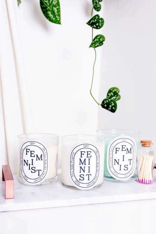 Stick these free printable feminist candle labels to the candle of your choice, and get a designer-candle look that makes a statement.