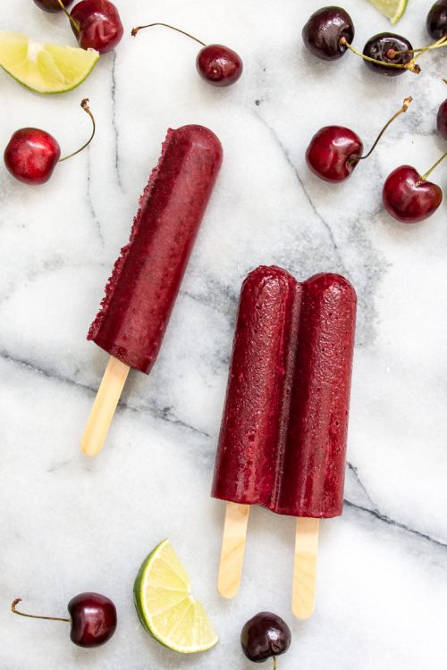 Get the taste of summer with these cherry lime popsicles, made with fresh cherries and lime juice.