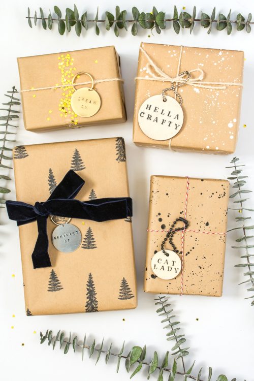 Make wood or metal key ring gift tags for an extra little gift that does double-duty. #gifts #holidays #christmas #DIY
