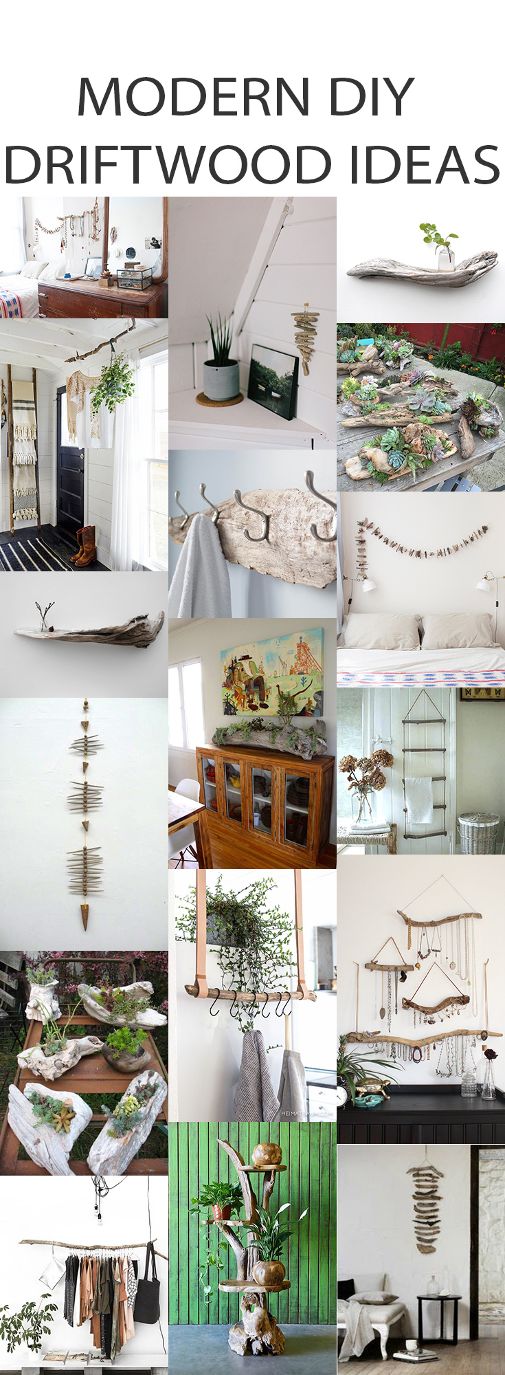 Ideas for ways to use driftwood that works with modern decor. #DIY #driftwood
