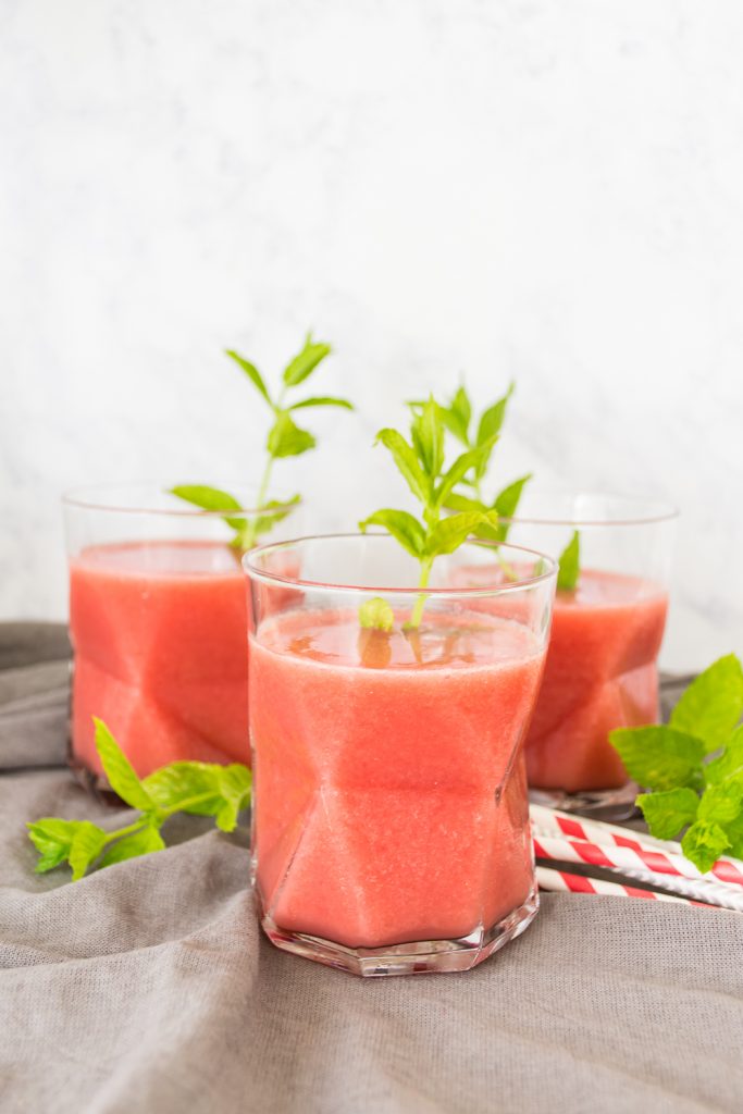 This strawberry watermelon frose, made from rose wine and frozen fruit, is the summer cocktail you've been looking for. #rose #frose #cocktail