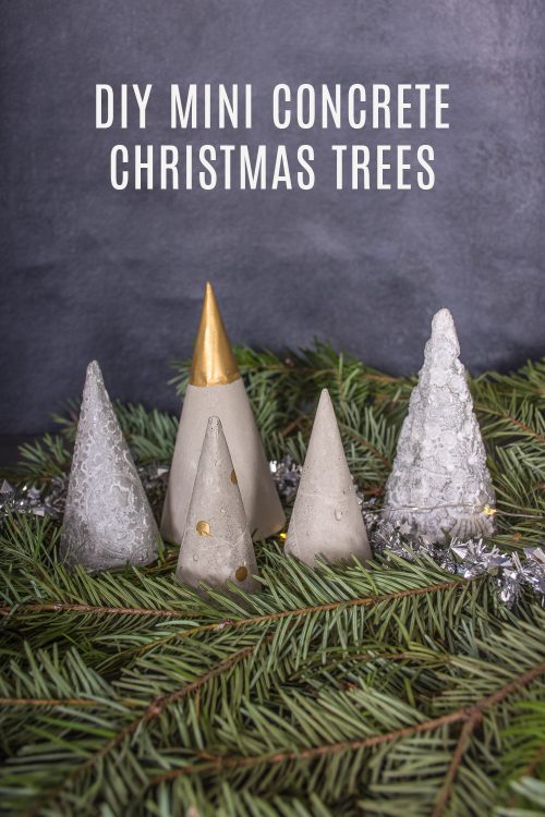 Learn how to make your own #DIY mini concrete Christmas trees.