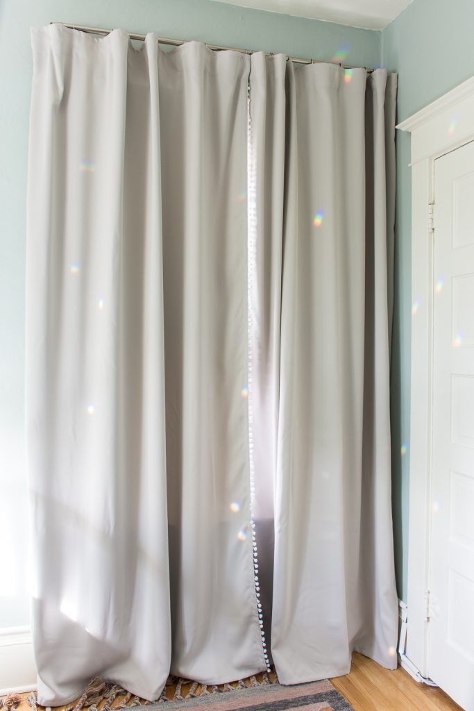 Pompom-trimmed curtains